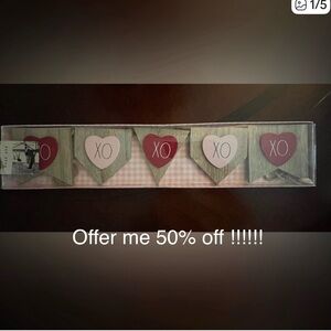 Rae Dunn Valentine Wood XO Heart Garland
